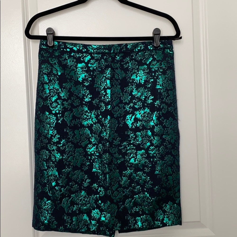 J-Crew Factory Pencil Brocade Midi Skirt